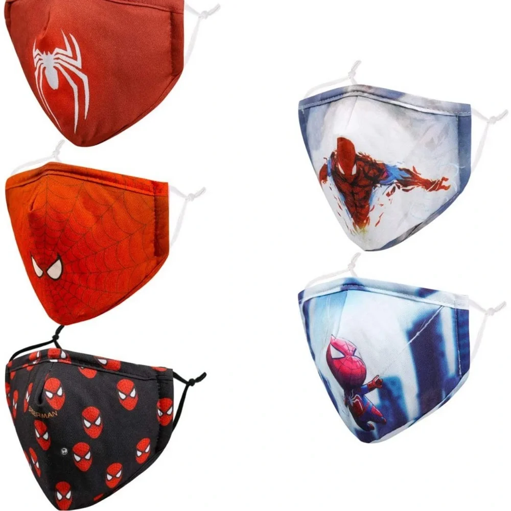 Reusable Cloth Face Cover with Nose Wire, 3D Red Spider Man Cute Designer
